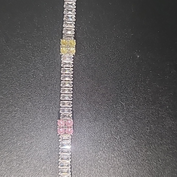 Rainbow Emerald Cut Rectangle Multi-Color Baroque Crystals Bead Bracelet - Picture 3 of 3
